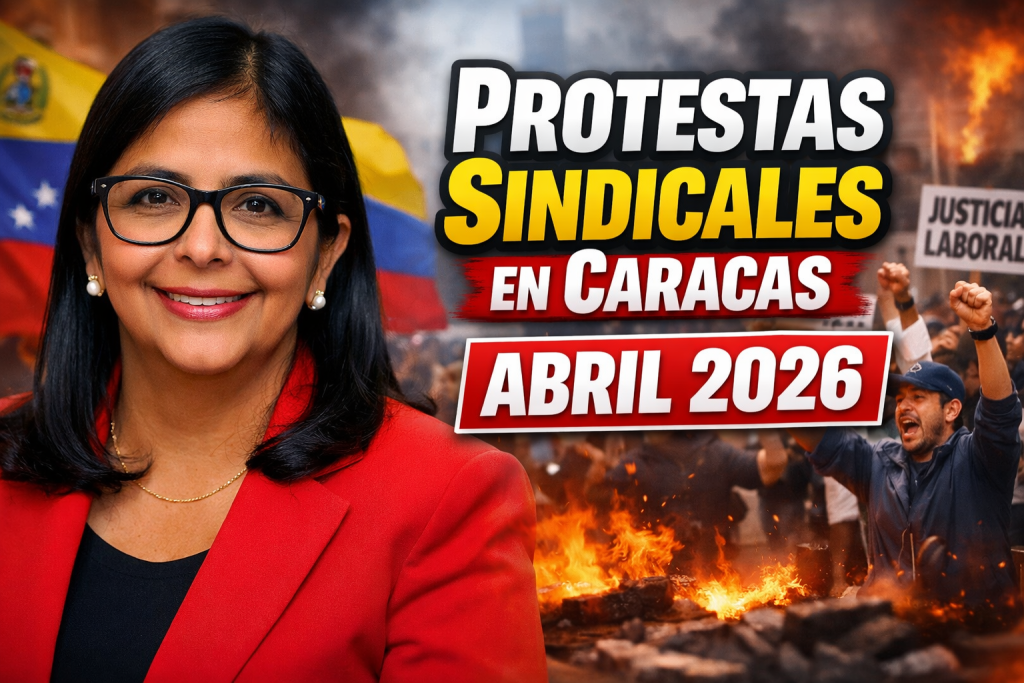 Protestas sindicales en Caracas abril 2026 trabajadores marchan hacia embajada de Estados Unidos con fuertes exigencias laborales
